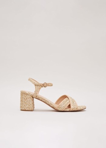 Phase Eight Raffia Block Heels Beige USA | 2084157-XK